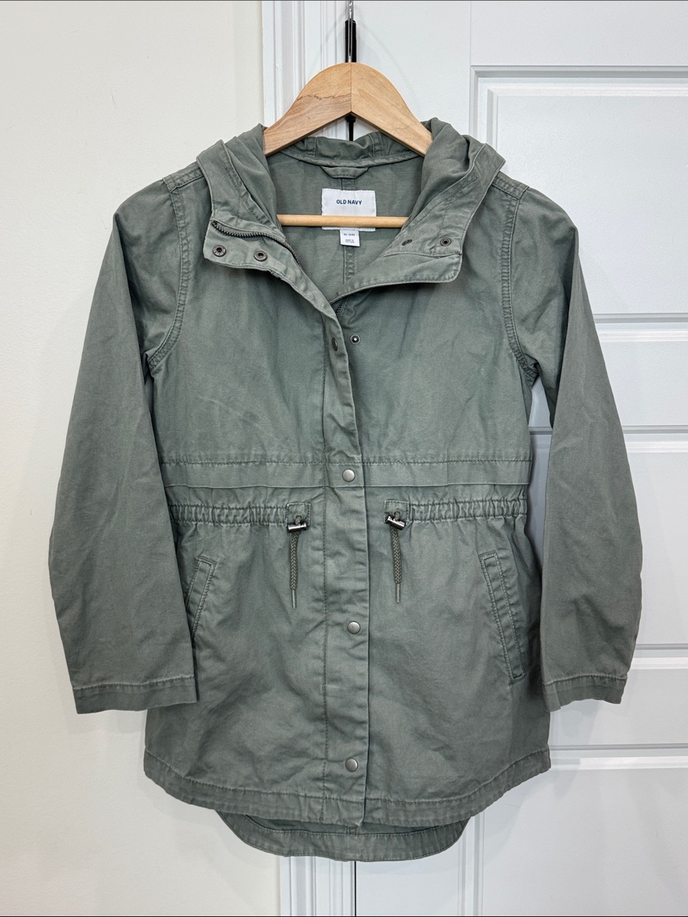 Old Navy Girls Muted Army Green Surplus Style Jacket Lightweight 100% Cotton